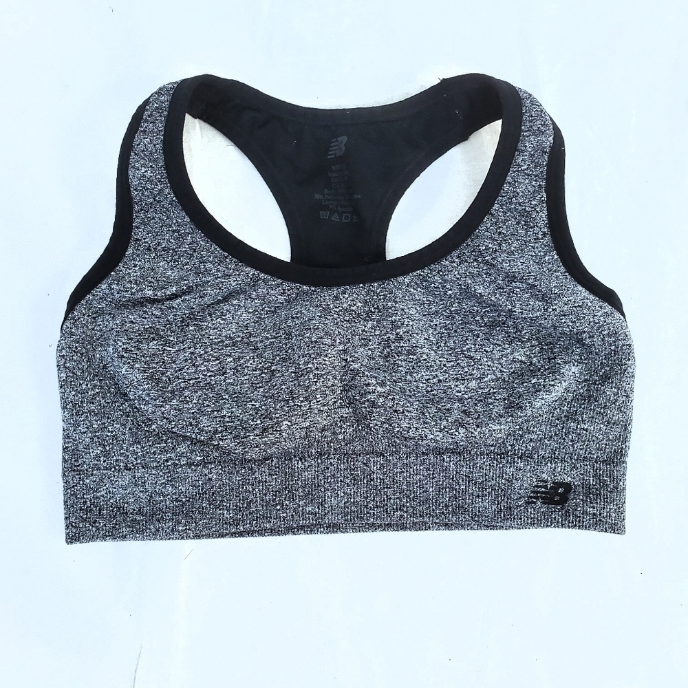 New Balance Gray & Black Racerback Sports Bra - Picture 1 of 3